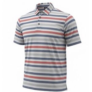 FootJoy Golf Polo Red White Blue Gray Striped Men's Size 2XL